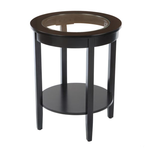 Shop Bianco Collection Black Round Glass Top Side Table - Overstock