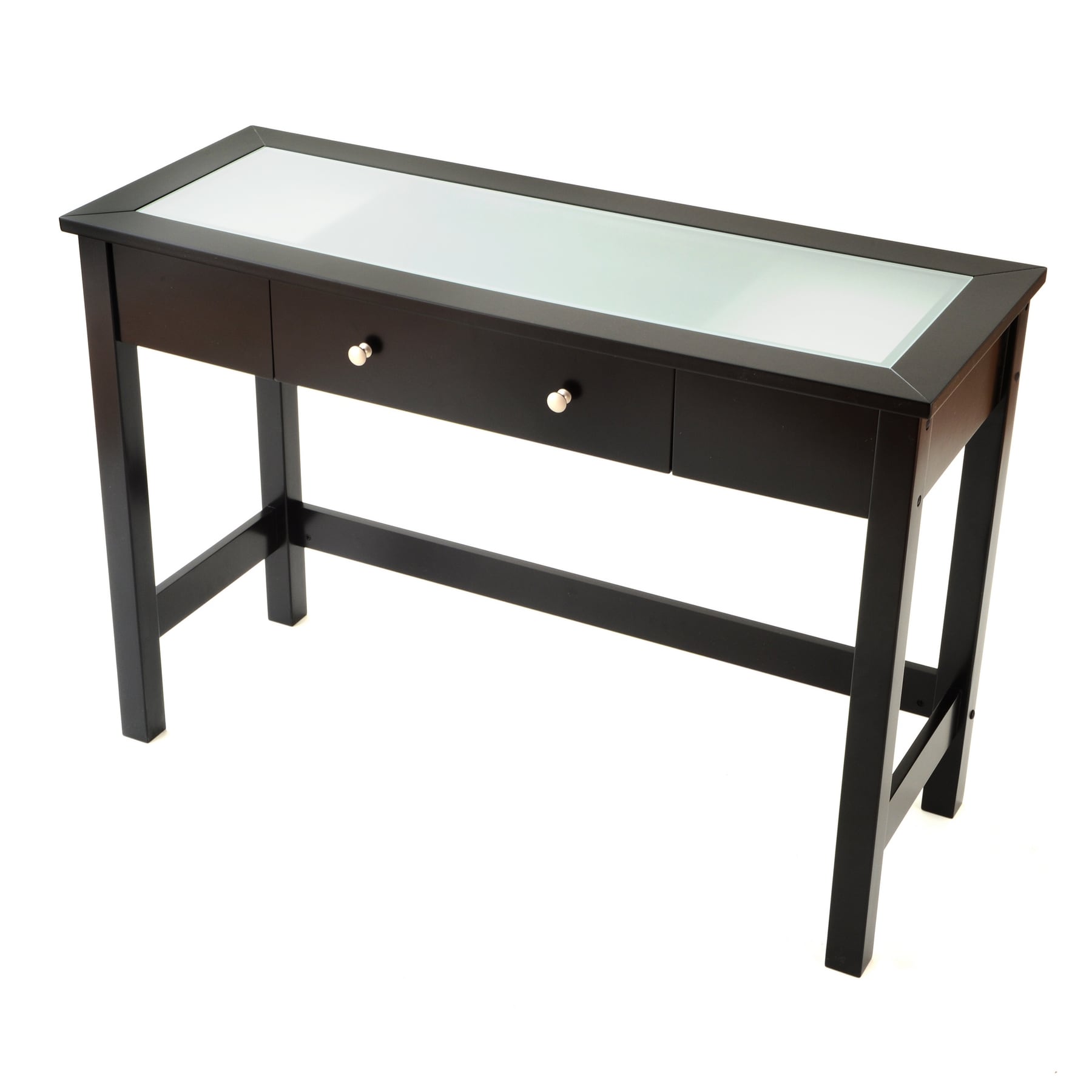 Bianco Collection Glass Top Black Sofa Console Table  