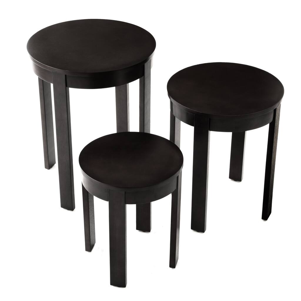 Bianco Collection 3-piece Round Black Nesting Table Set