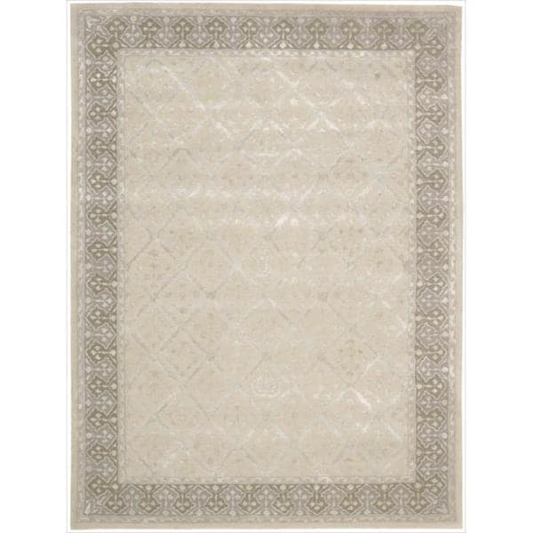 Nourison Hand-tufted Symphony Brocade Bordered Sand Rug - 5'6" x 7'5"