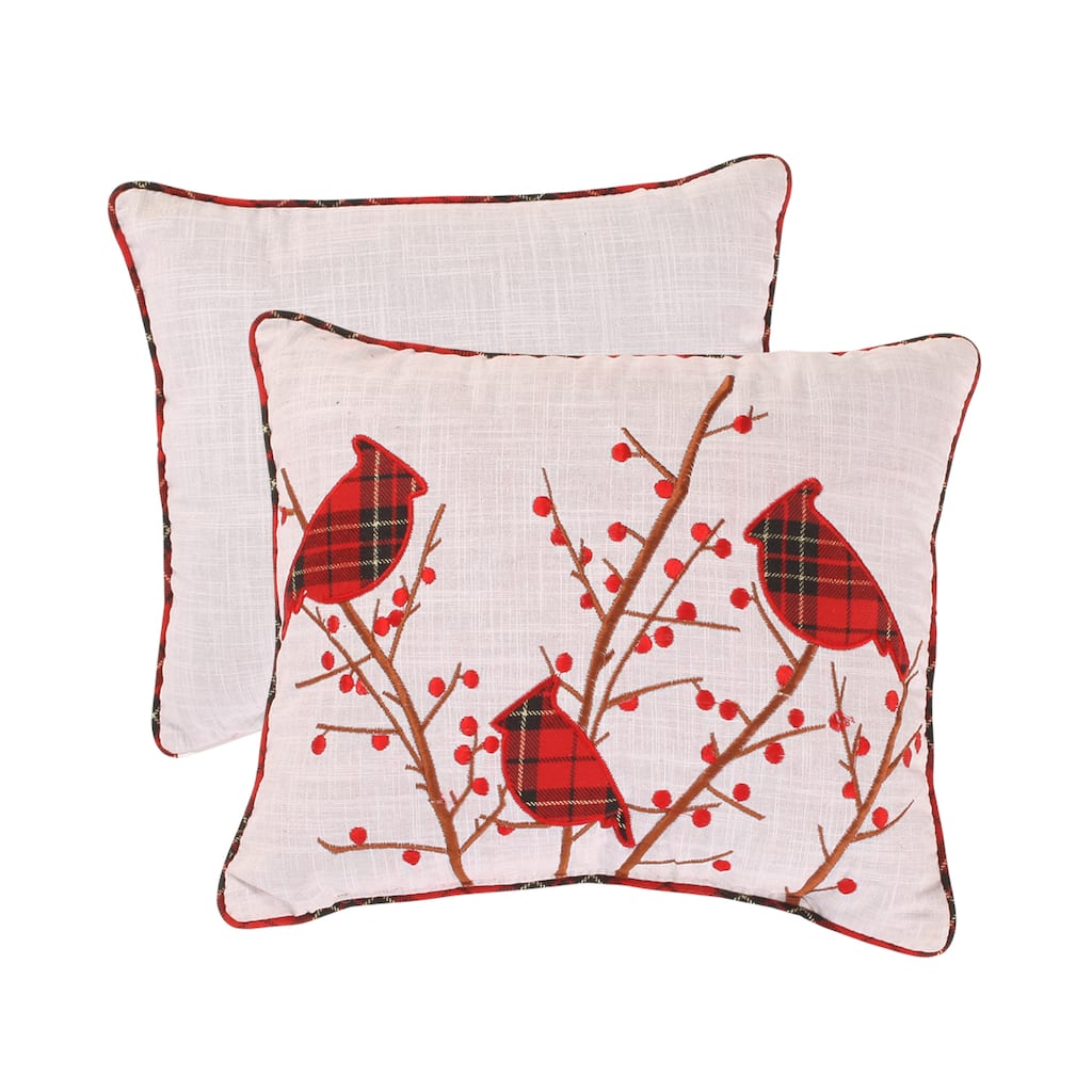 Holiday Cardinal Holly-corded Accent Pillow (12 x 14)