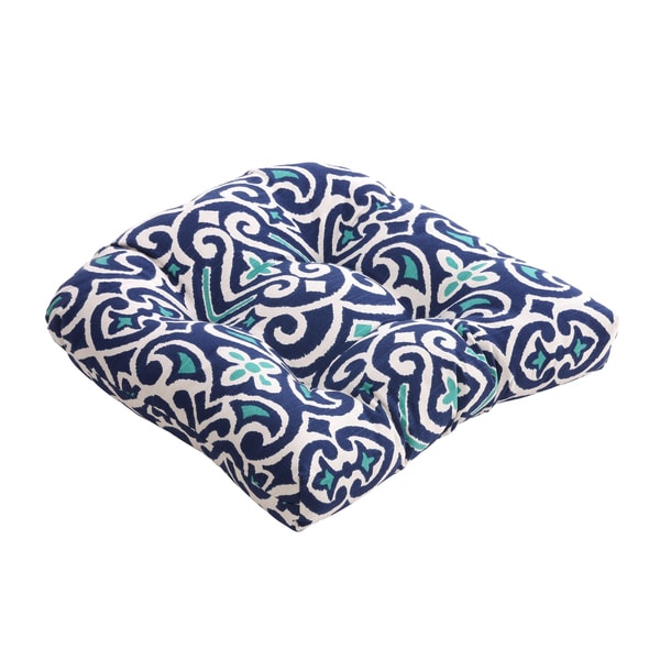 Shop Blue/White Damask Chair Cushion - Free Shipping Today - Overstock ...