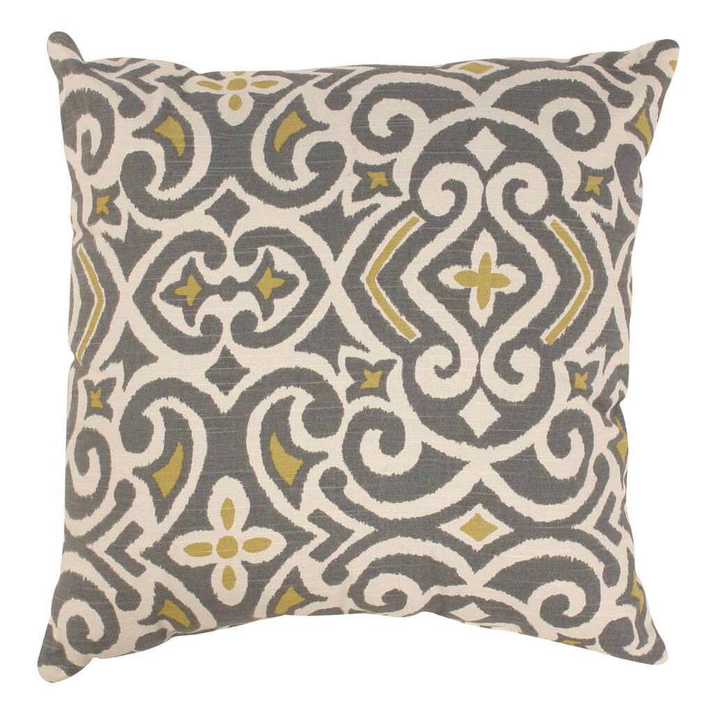 Pillow Perfect Grey/ Greenish-Yellow Damask Throw Pillow