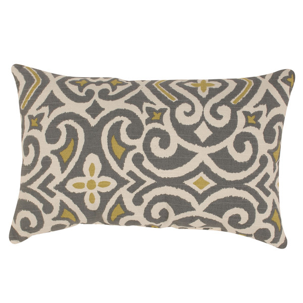 Pillow Perfect Grey /Greenish-Yellow Damask Rectangular Throw Pillow ...