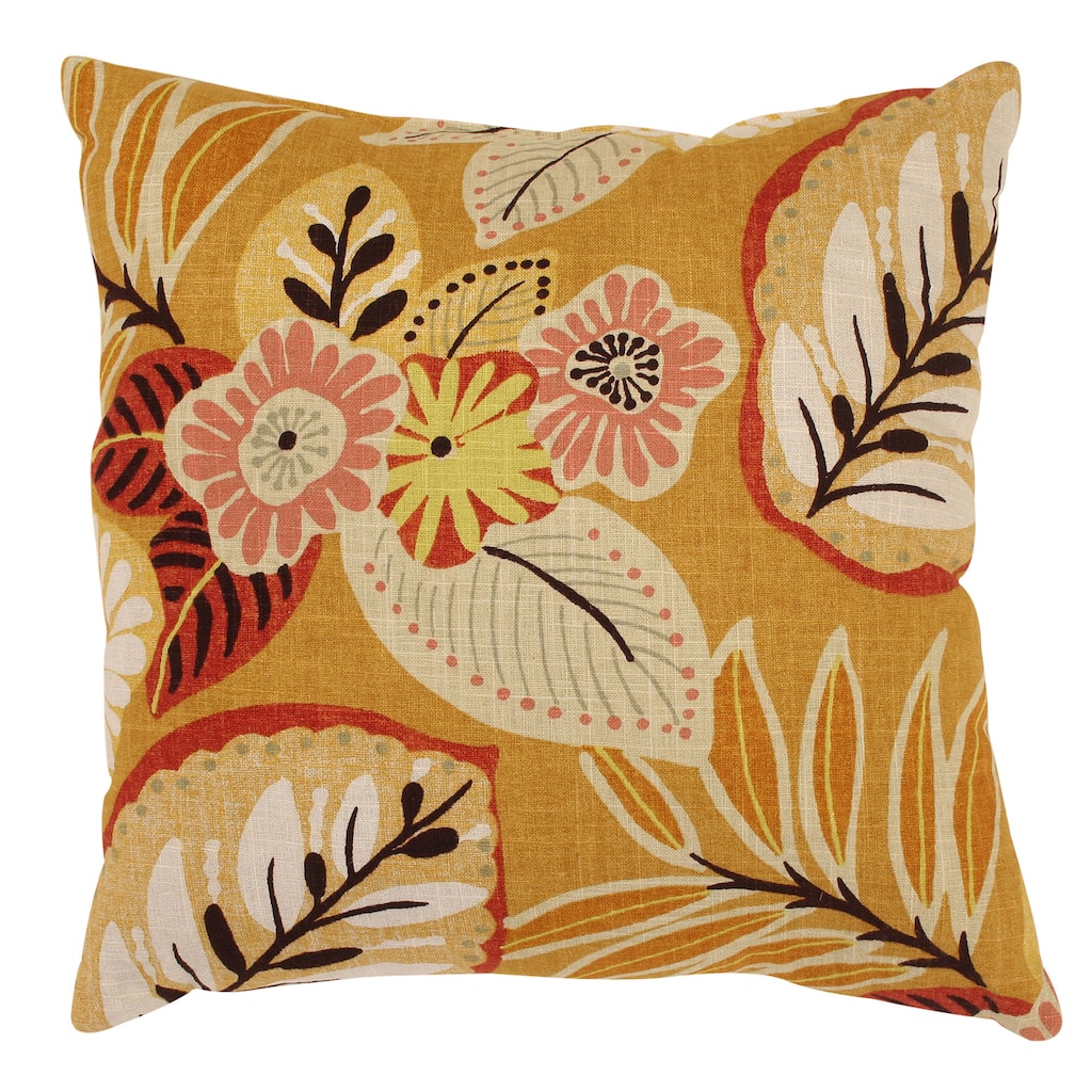 Gold Tropical 18-inch Throw Pillow