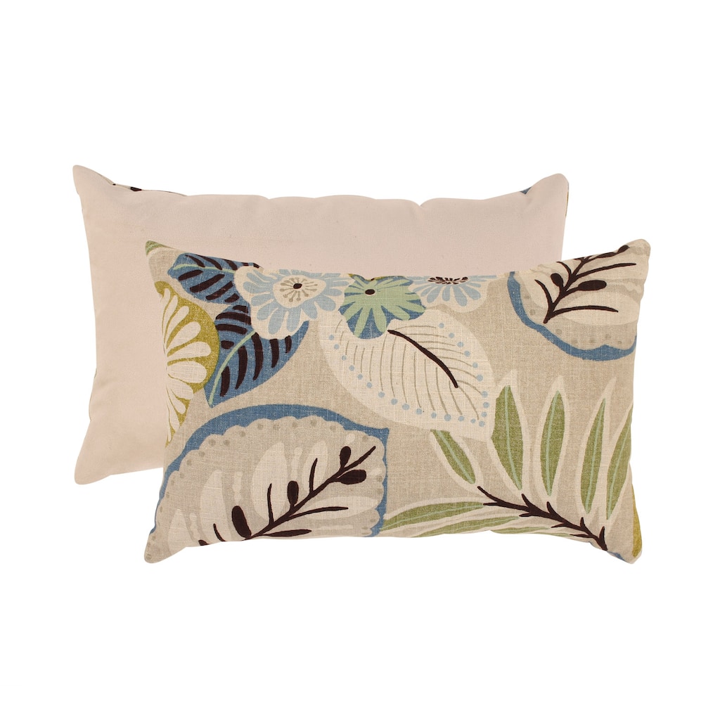 Pillow Perfect Beige/ Blue Tropical Rectangular Throw Pillow