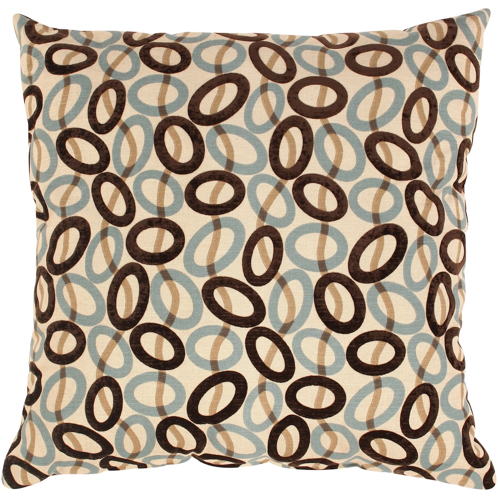 Pillow Perfect Brown/ Blue Velvet Circles Floor Pillow