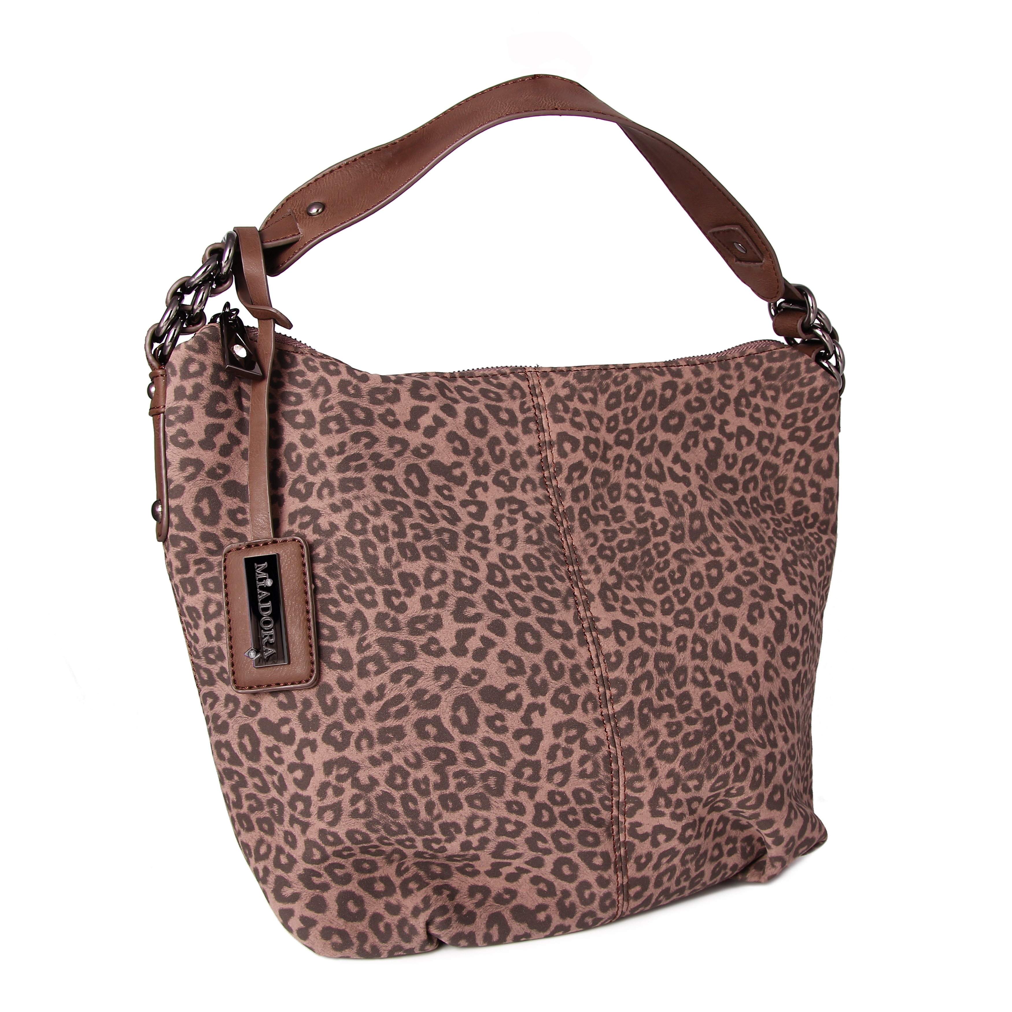 Miadora Brown Tara Leopard Print Hobo Bag MSRP $159.84 Today $64