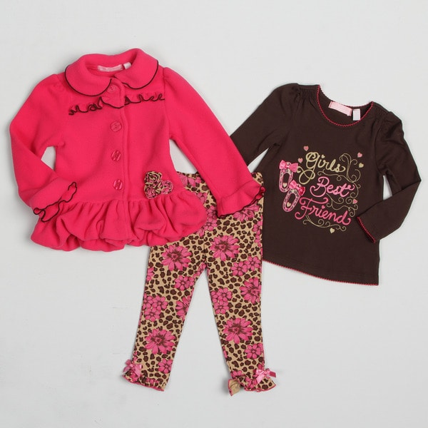 Kids Headquarters Girl's (4 6X) Leopard and Floral Print 3 piece Set FINAL SALE Girls' Sets