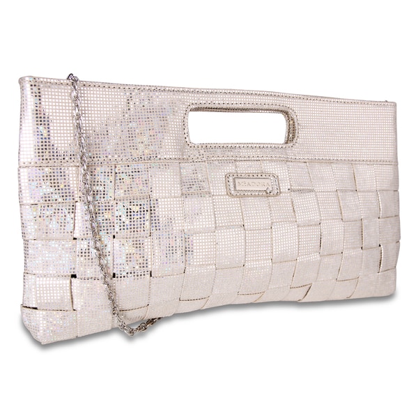 Miadora 'Jenni' Oversized Silver Metallic Clutch Miadora Handbags Collection Clutches & Evening Bags