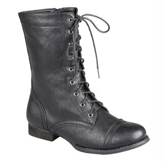 Refresh by Beston Women's Black 'Libby-01' Lace-up Combat Boots ...