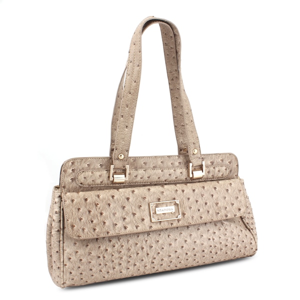 Miadora 'Inna' Brown Ostrich embossed Satchel Miadora Handbags Collection Satchels