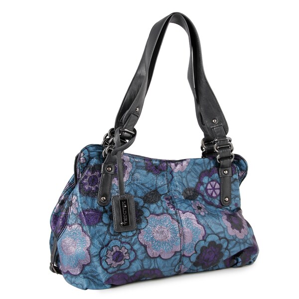 Miadora 'Alli' Blue Floral Satchel