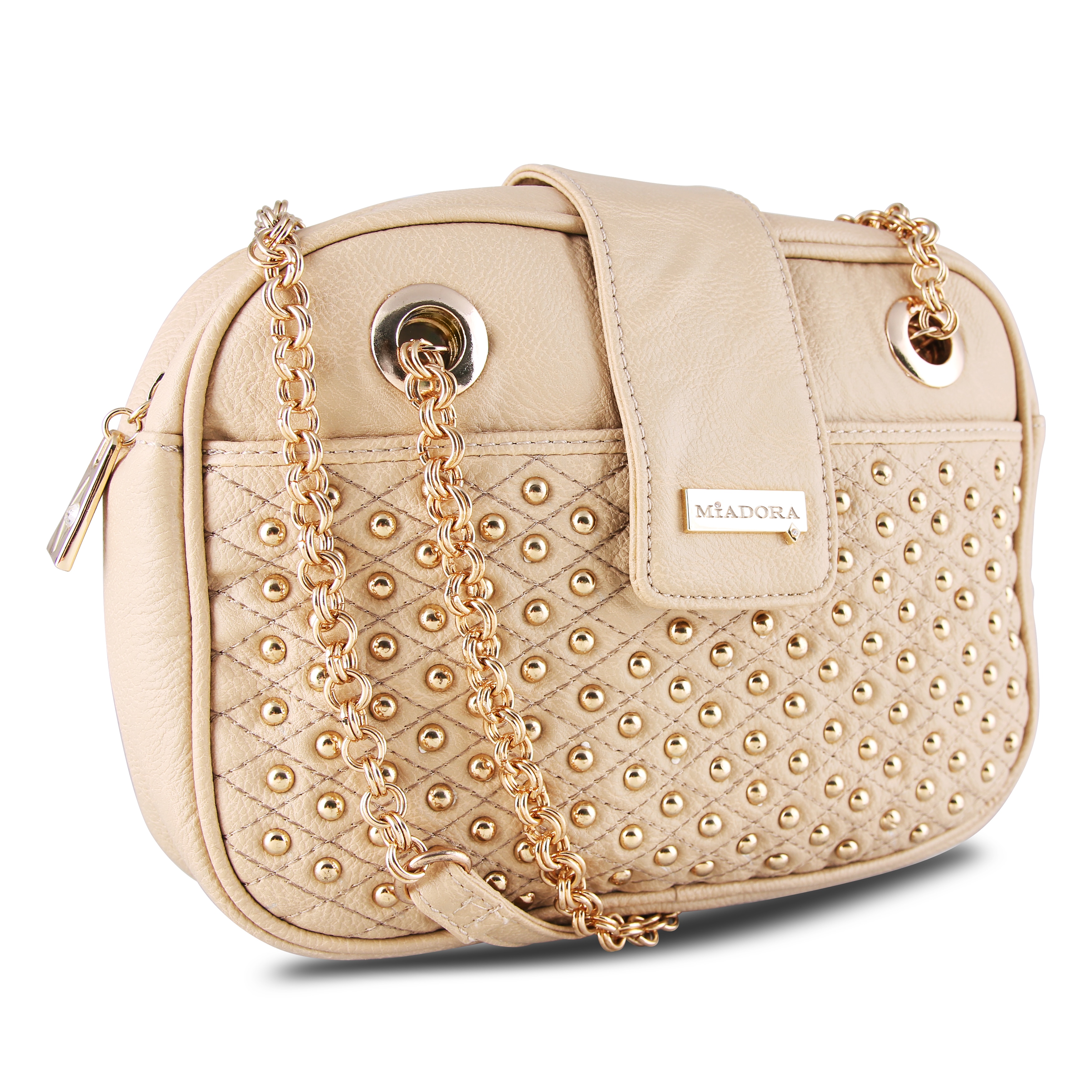 Miadora Juliana Beige Gold Studded Shoulder Bag MSRP $159.84 Today