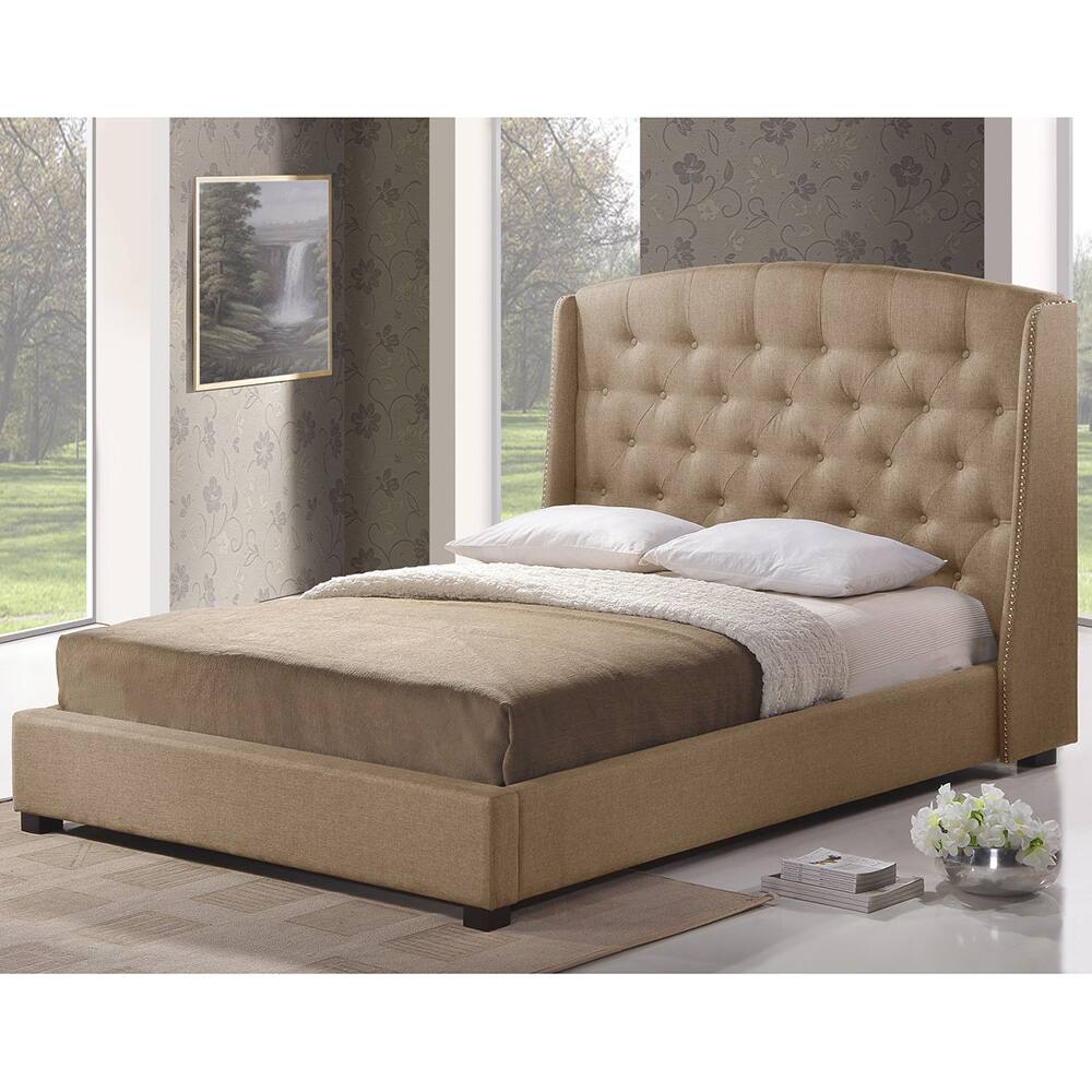 Ipswich Beige Linen Modern Platform Bed