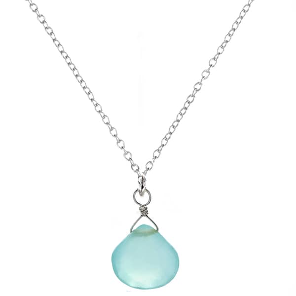 Ashanti Sterling Silver Chalcedony Briolette Pendant Necklace (Sri Lanka) Pendants