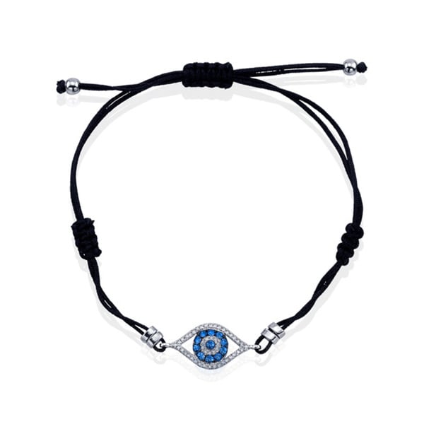 Silver Sapphire and 1/6ct TDW Diamond Evil Eye Bracelet (J K, I2 I3) Gemstone Bracelets