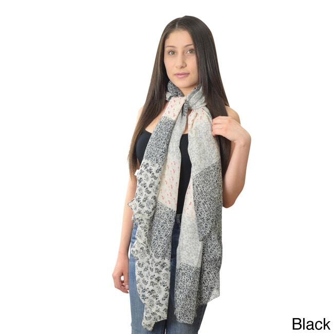 La77 Polka Dot And Rose Scarf Black Size One Size Fits Most