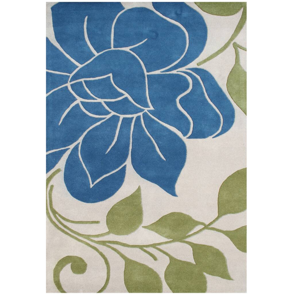 Alliyah Hand Made Tufted Green Oasis New Zealand Blend Wool Rug - 5' x 8'