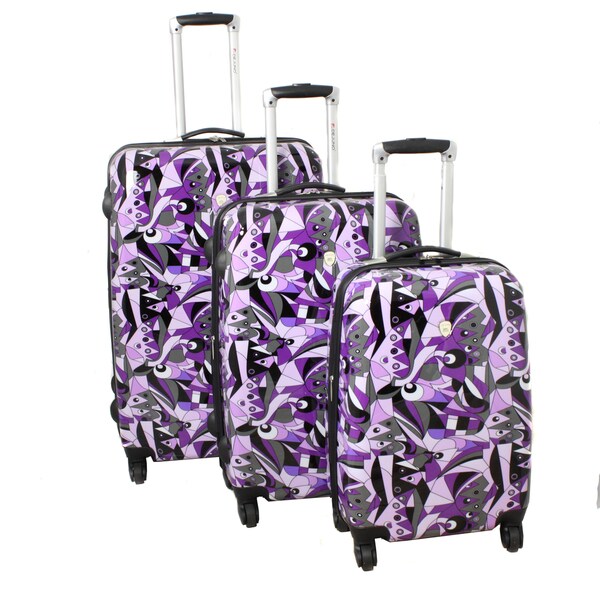 Shop Abstract Dreams 3-piece Purple Lightweight Expandable Hardside ...