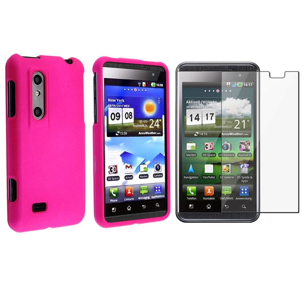 BasAcc Hot Pink Case/ Screen Protector for LG Thrill 4G/ Optimus 3D