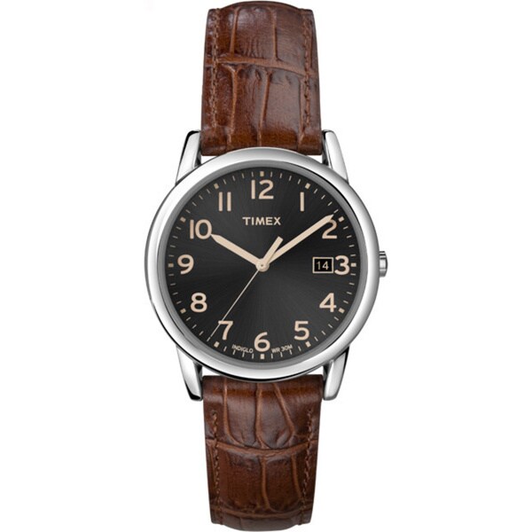 watch black dial brown strap