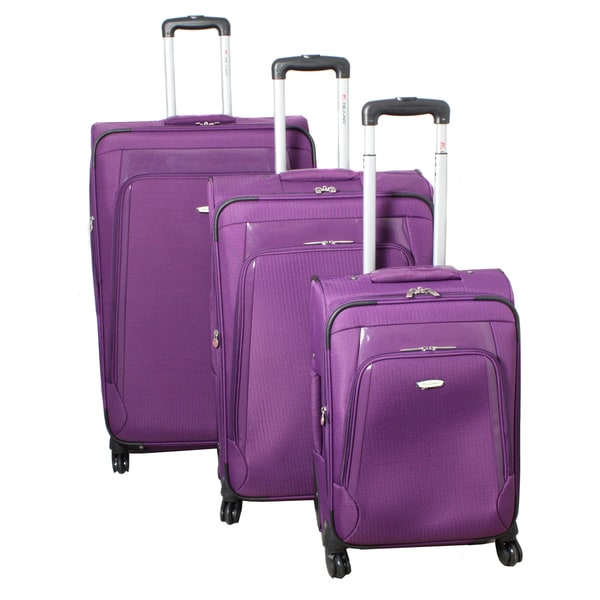 Shop Dejuno Alliance Purple 3-piece Expandable Spinner Luggage Set ...