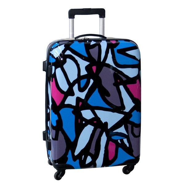 Ed Heck Scribbles Blue 25 inch Hardside Spinner Upright Suitcase