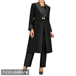 Divine Apparel Embellished Duster Coat Missy Pant Suit - Free Shipping ...