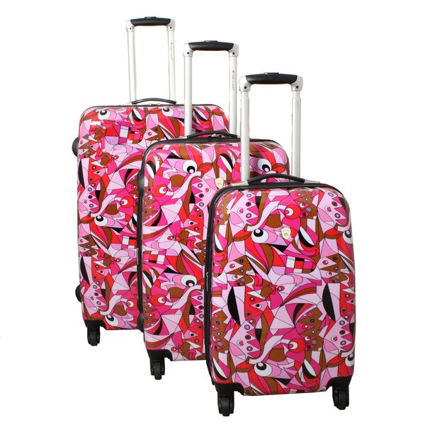 Abstract Dreams 3-piece Lightweight Pink Expandable Hardside Spinner Luggage Set