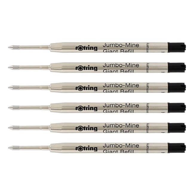 Rotring Medium Point Black Ink Giant Ballpoint Pen Refill (Pack of 6) Free Shipping On Orders