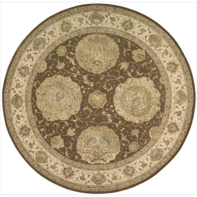 Nourison Hand-tufted Area Rug - 6' Round - Brown - Runner/Round