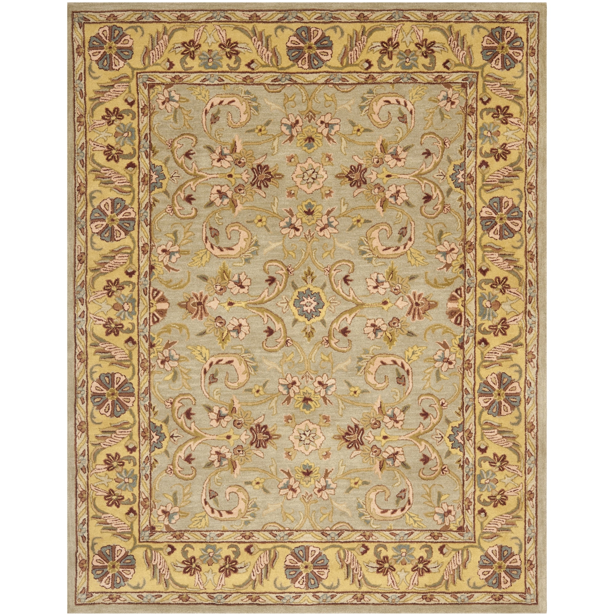 Handmade Heritage Kerman Green/ Gold Wool Area Rug (5 X 8)