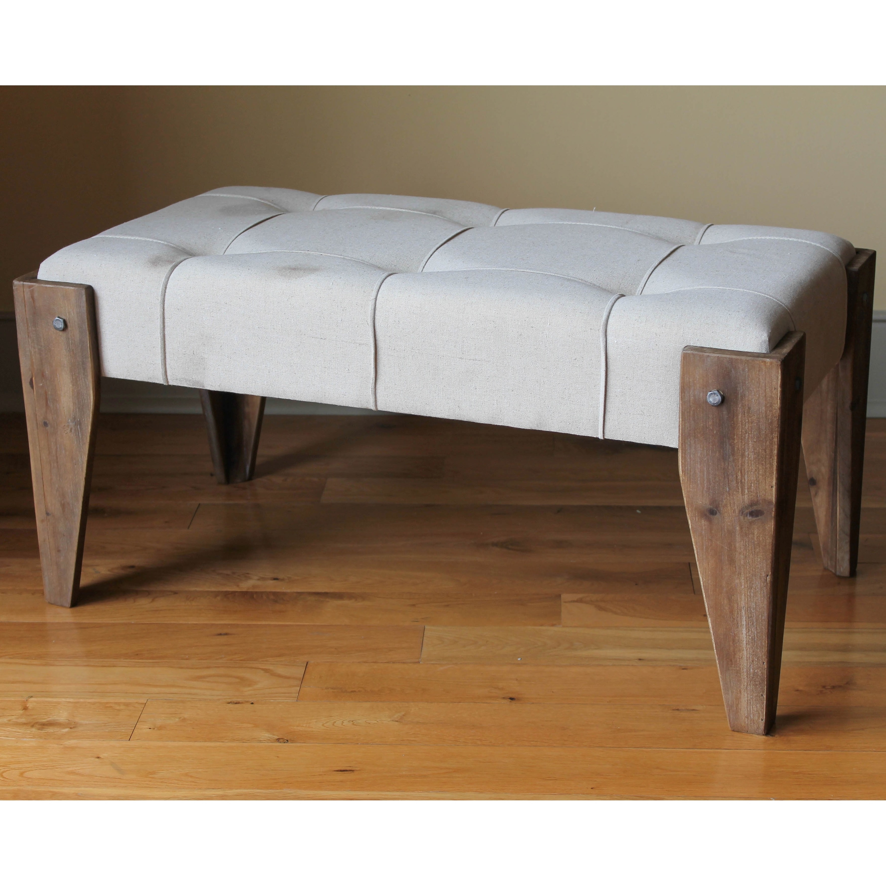 International Caravan Rustic Elegance Tufted Fabric Bench