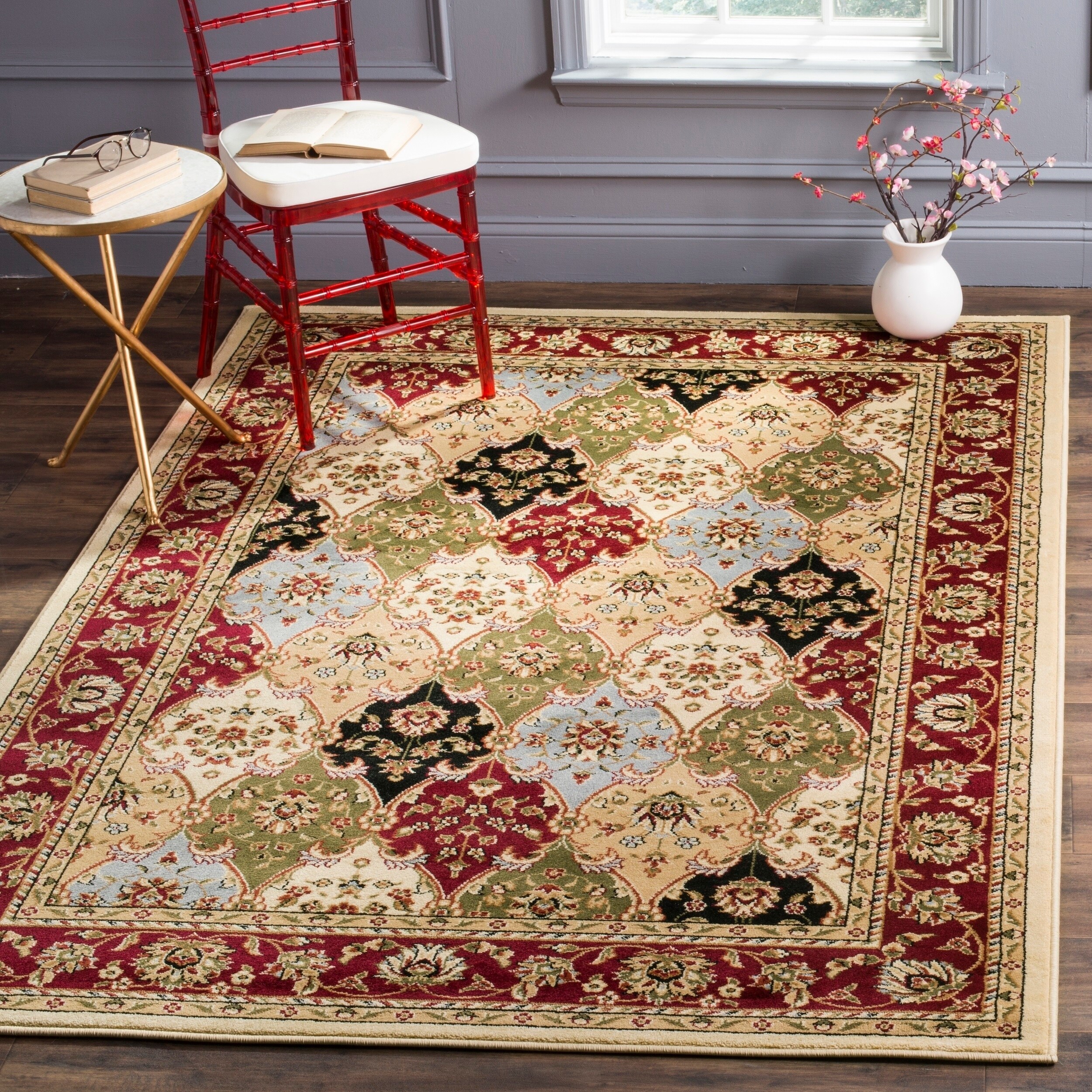 Lyndhurst Collection Multicolor/ Red Rug (4 X 6)