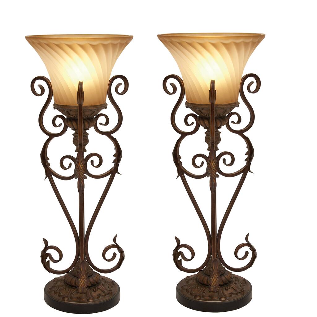 Casa Cortes Buckingham Torchiere 30-inch Iron Table Lamps (Set of 2)
