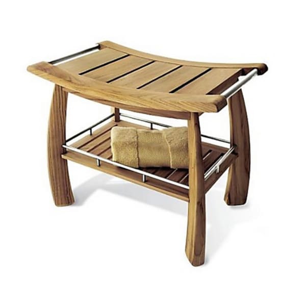 Shop Teak Shower Bench With Shelf Free Shipping Today