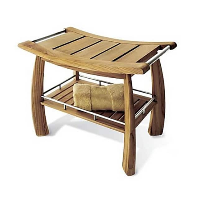 Teak Shower Bench with Shelf