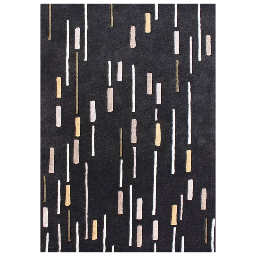 Alliyah Handmade Black New Zealand Blend Wool Rug - 5' x 8'