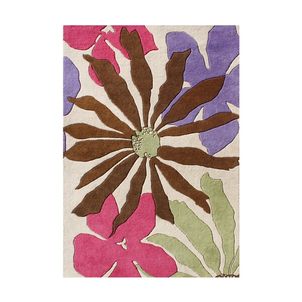 Alliyah Handmade White Sand New Zealand Blend Wool Rug - 5' x 8'
