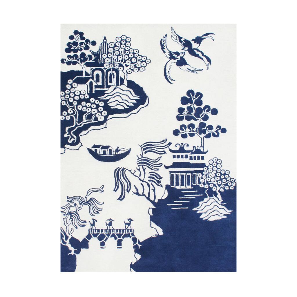 Alliyah Handmade Lily Cream White New Zealand Blend Wool Rug - 5' x 8'