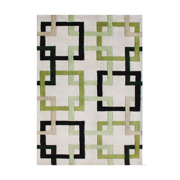 Alliyah Handmade Beige Puzzle New Zealand Blend Wool Rug - 9' x 12'