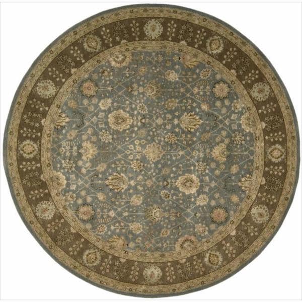 Nourison 3000 Hand tufted Blue Wool Rug (8 x 8) Round Nourison Round/Oval/Square