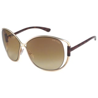 Tom Ford Women's TF0155 Emmeline Rectangular Sunglasses with Metal Frame Tom Ford Designer Sunglasses