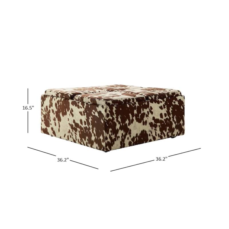 Decor Brown White Cow Hide Storage Ottoman by iNSPIRE Q Bold