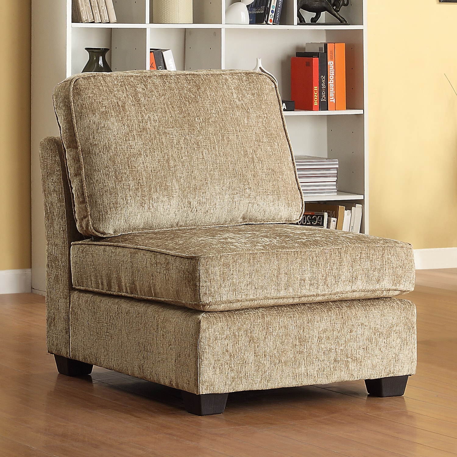 Tribecca Home Barnsley Armless Brown Beige Chenille Chair