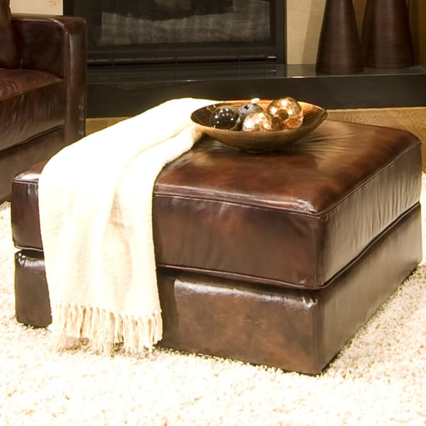 Elements Fine Home Furnishings Laguna Top Grain Leather Cocktail Ottoman