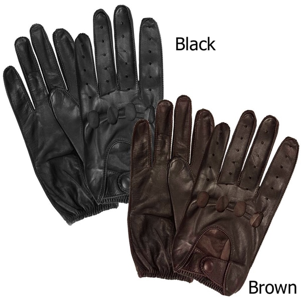 Isotoner Mens Leather Unlined Driving Gloves   Shopping