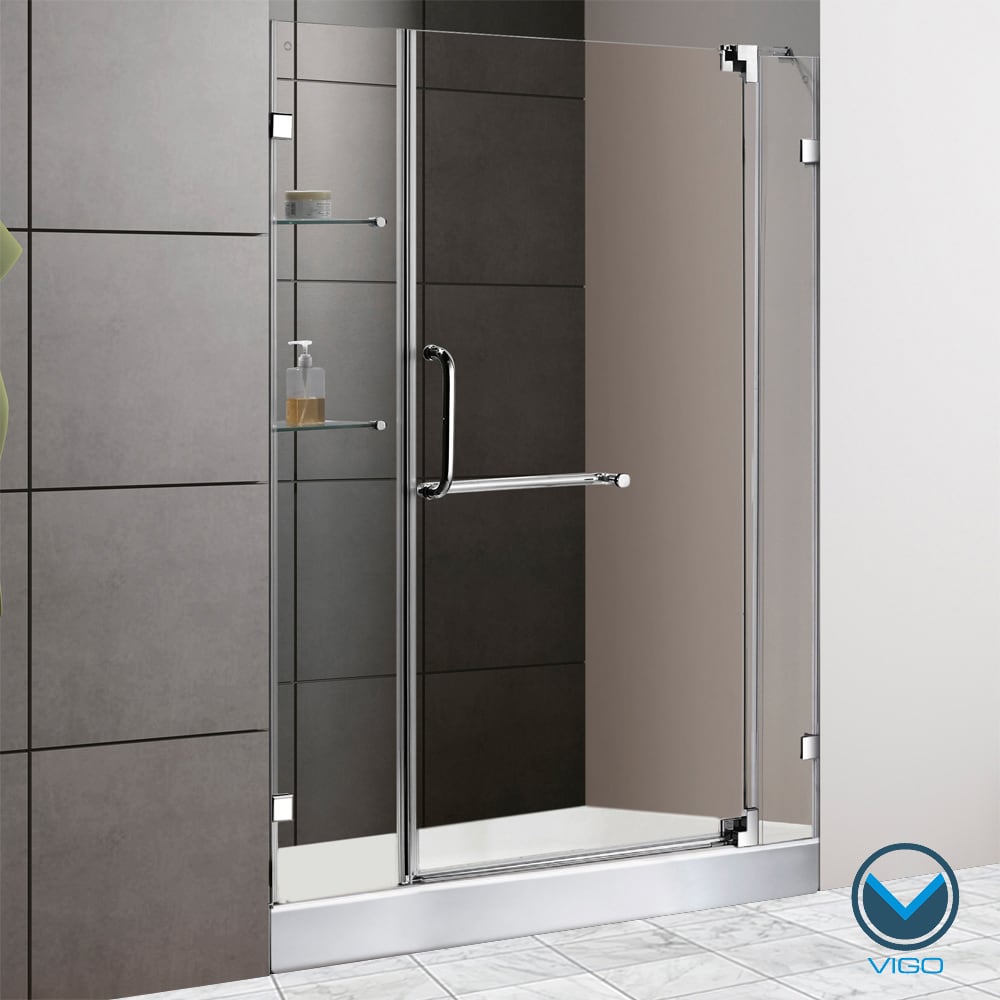 Vigo Clear Glass With White Base Frameless Shower Door