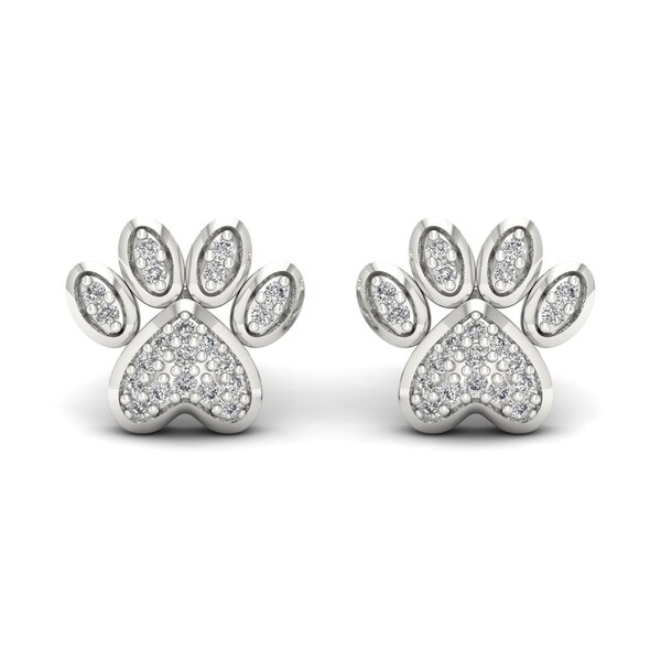 De Couer 10k White Gold 1 10ct Tdw Diamond Dog Paw Print Earrings De Couer 10k White Gold 1 10ct Tdw Diamond Dog Paw Print Earrings